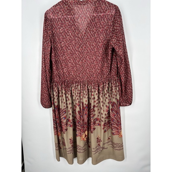 Vintage Top Act Y2K Boho Midi Dress Made USA Border Print Peasant Flower Child - Picture 11 of 16